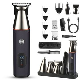 1Set All In One Beard Trimmer For Men With 5 Trimmer Heads IPX5 Waterproof Electric Razor For Face Nose Body Beard Cordless Hair Shaver Clipper G